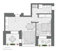 One Bedroom of 72 sqm - Edificio C2 - LivinUp  | Milano - Floor Plan thumbnail - 1