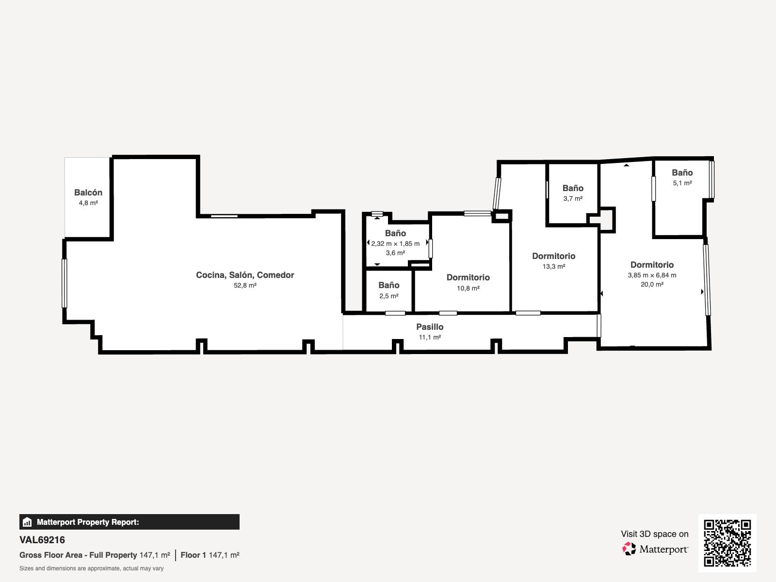 living - Piso de 148m² con 6m² terraza en venta en Extramurs - Plano del piso thumbnail - 1